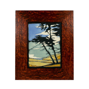 Oak framed tile of Montana de Oro Ceramic by Yoshiko Yamamoto