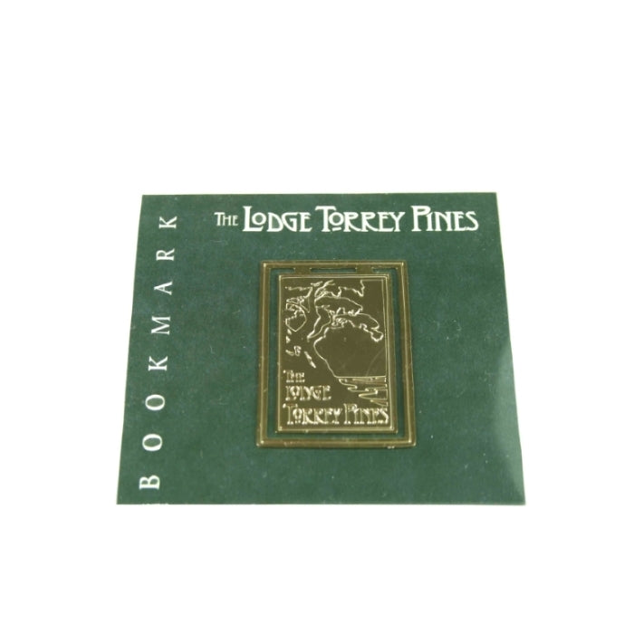 Bookmark in solid brass and 24 gold plated with The Lodge at Torrey Pines logo