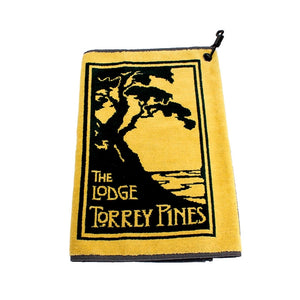 Golf Towel in Black and Yellow with The Lodge at Torrey Pines logo