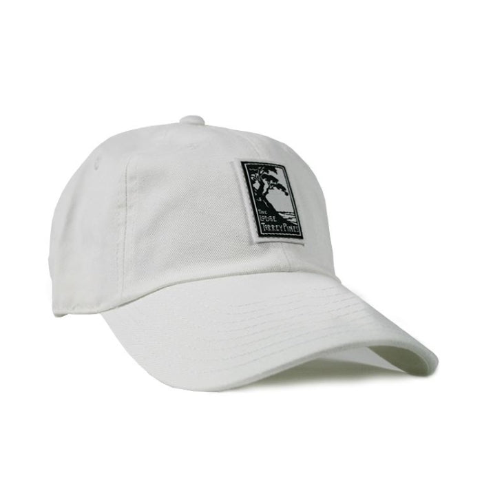 Women's white adjustable hat with The Lodge at Torrey Pines logo