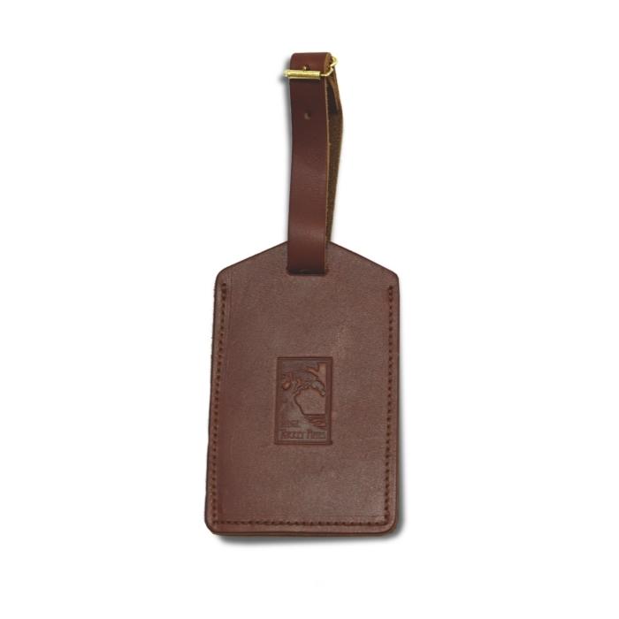 Brown luggage tags with The Lodge at Torrey Pines logo