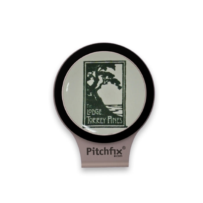 Hat clip with black trim ball marker with The Lodge at Torrey Pines
