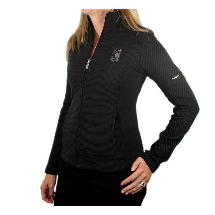 Women's Swing Full Zip Jacket in black with The Lodge at Torrey Pines logo