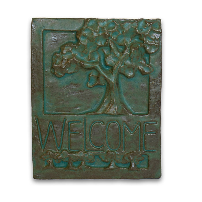 Green Welcome Tile Tree of Life by Janet Ontko