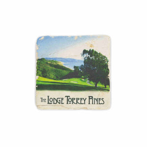 Tumbled marble coaster featuring the Torrey Pines Golf Course