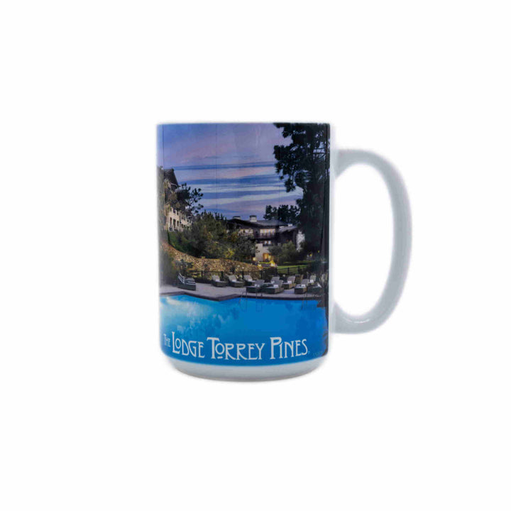 Coffee mug with a photo of The Lodge at Torrey Pines pool